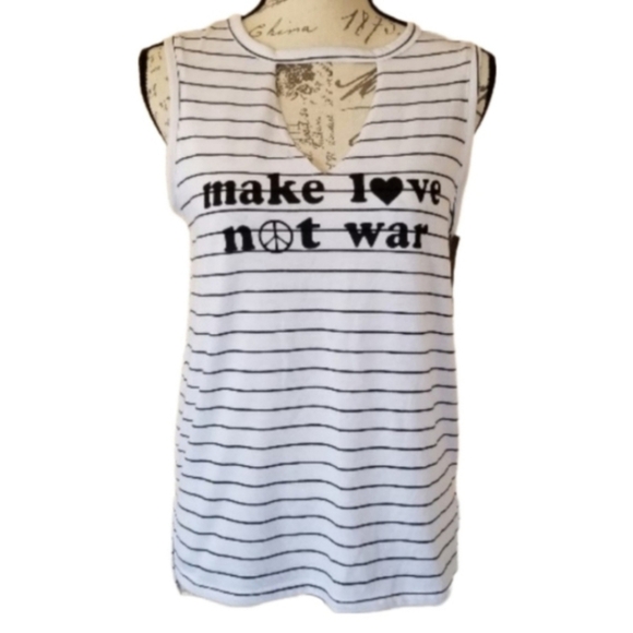 Graphic Striped Cutout Muscle Tee (S) - Picture 2 of 4